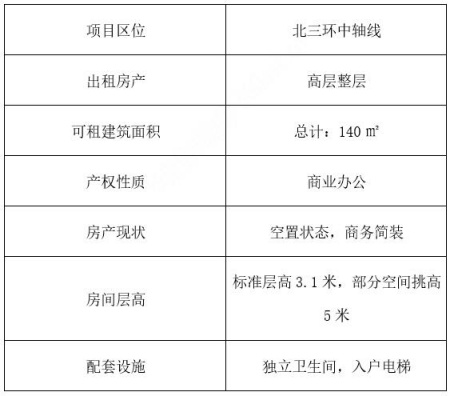 北京西城区办公房产出租项目